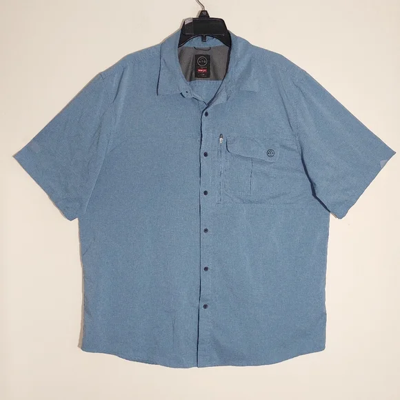 WRANGLER™ ATG MEN'S OUTDOORS SHORT SLEEVE ZIP POCKET SHIRT CORONET BLUE SIZE XL - Picture 4 of 12